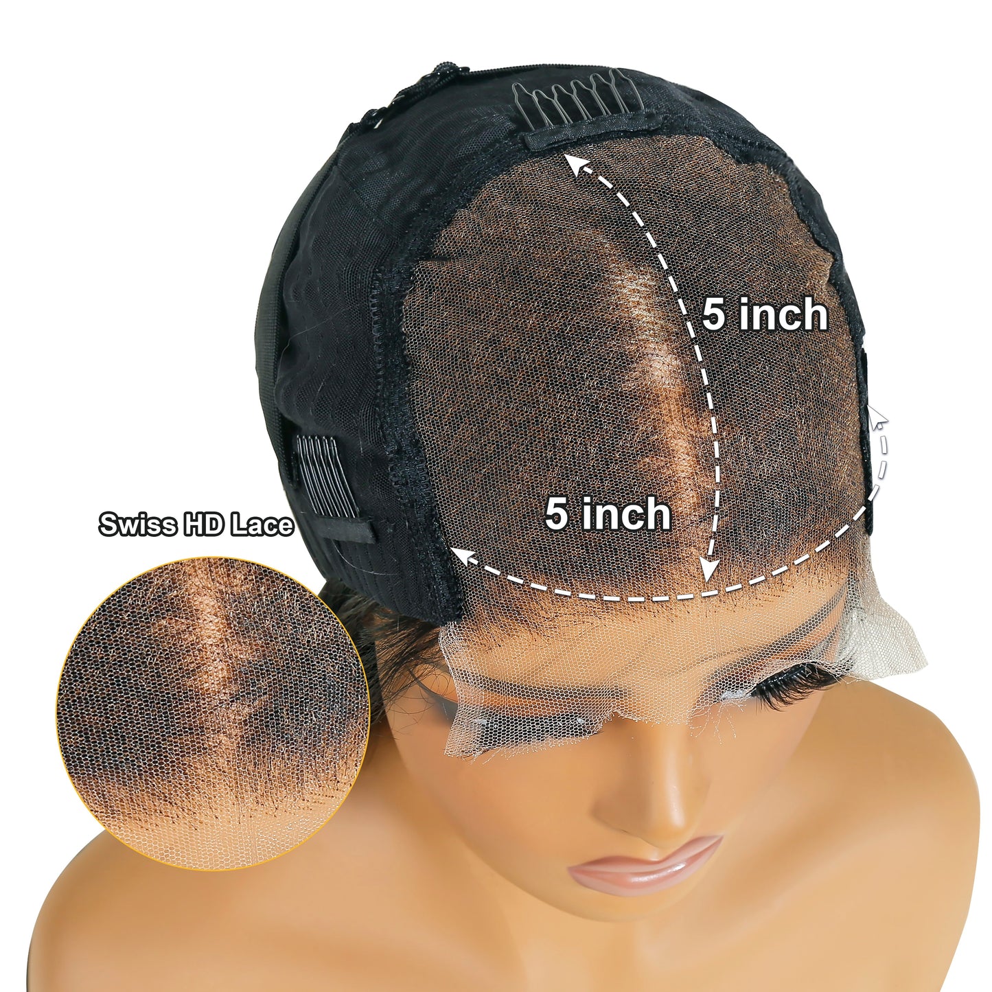 XBL Hair 4x4/5x5/6x6 Bleached Knots HD Lace Closure Wig Pineapple Wave Human Hair Wig Single Knot