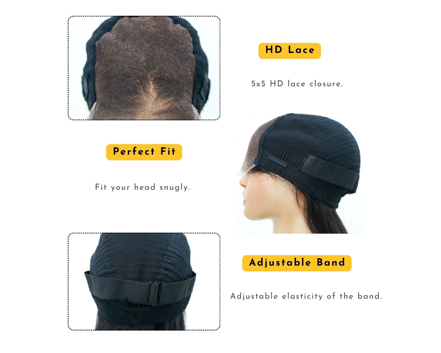 XBL Hair 4x4/5x5/6x6 Bleached Knots HD Lace Closure Wig Pineapple Wave Human Hair Wig Single Knot