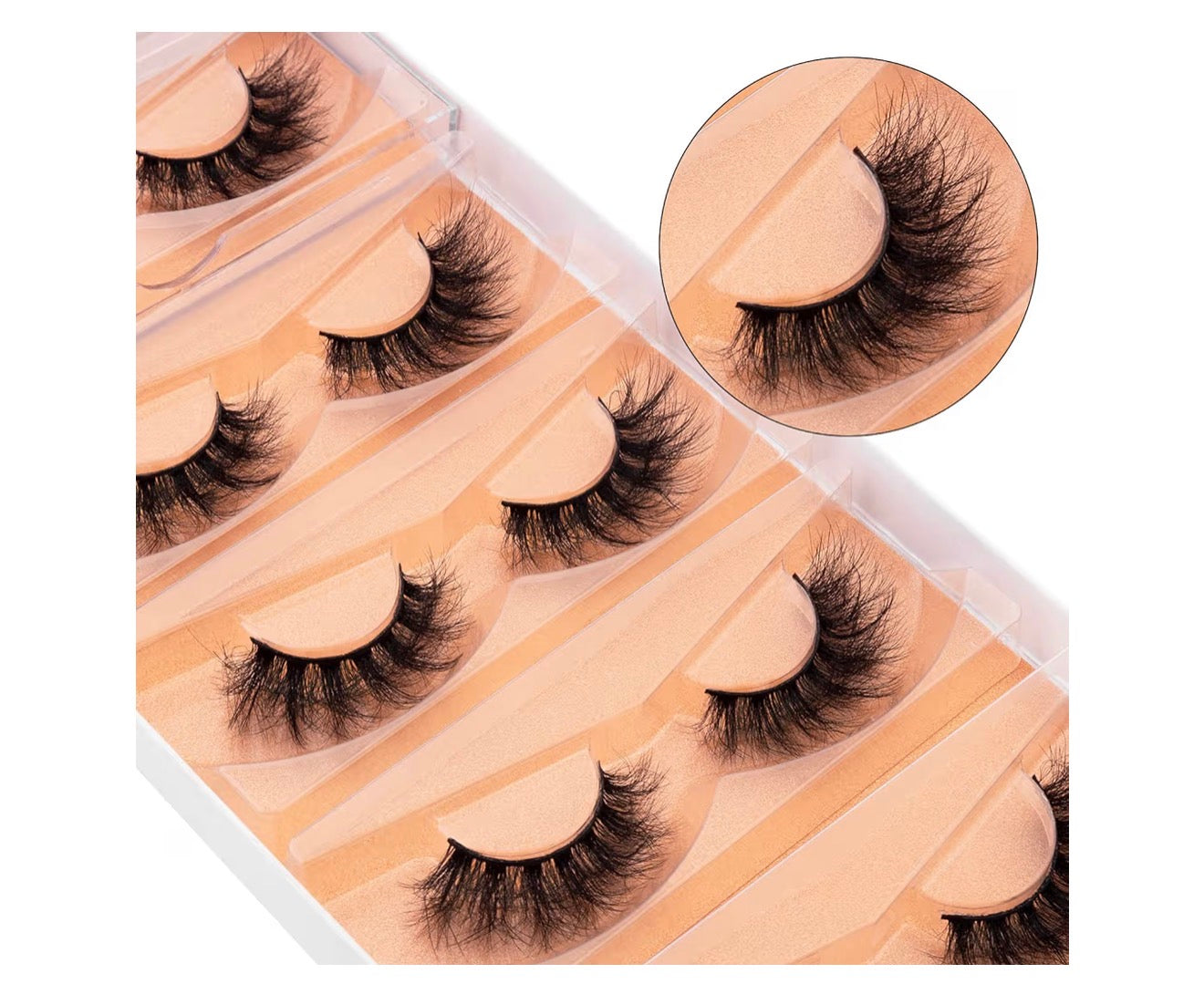 Mink False Eyelashes 06 - 5 Pairs 6D Cat-Eye Lashes with Natural Fluffy Look