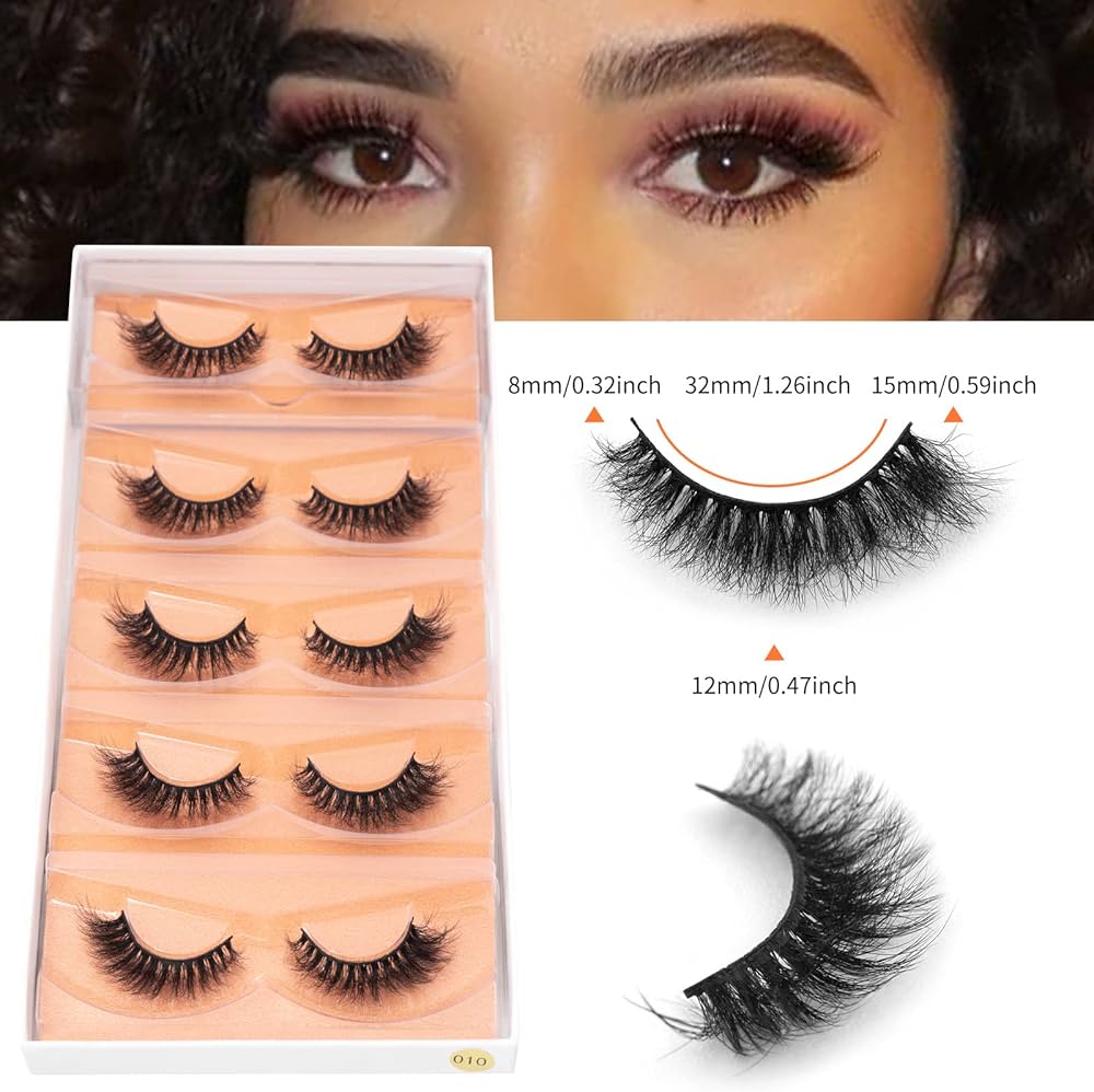 Mink False Eyelashes 06 - 5 Pairs 6D Cat-Eye Lashes with Natural Fluffy Look