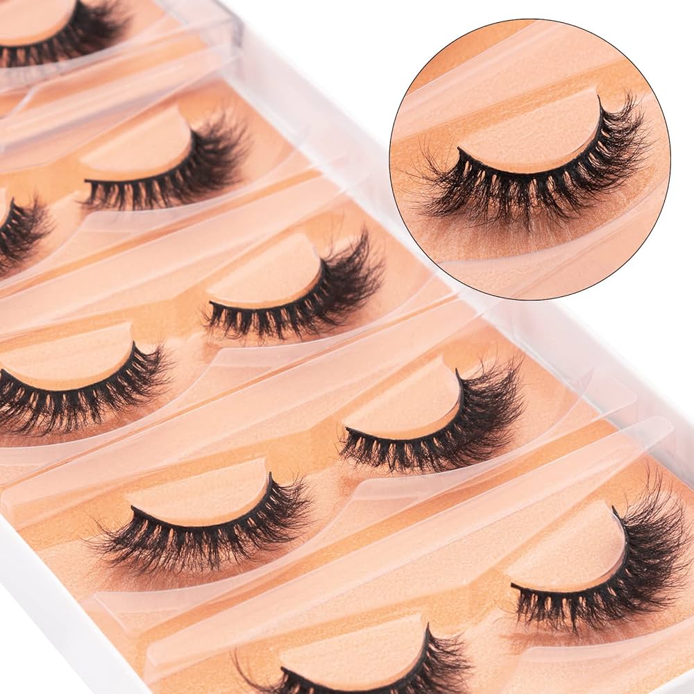 Mink False Eyelashes 08 - 5 Pairs 6D Cat-Eye Lashes with Natural Fluffy Look