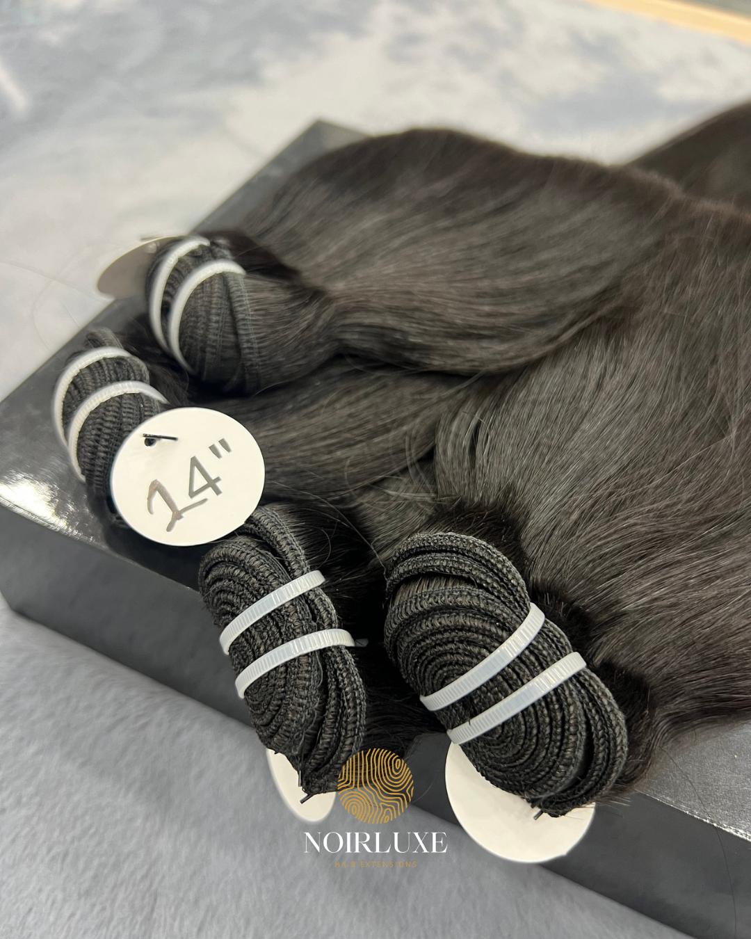 NoirLuxe virgin straight human hair bundle in natural black